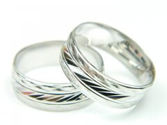 Verigheta 59 mm, argint rodiat, aspect aur alb